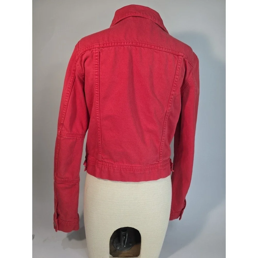 Free People Women's Red Jean Jacket XS - Picture 10 of 11